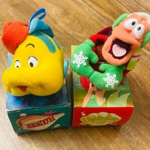 (2) New Vintage McDonald’s 1989 Little Mermaid plush  Christmas Ornaments